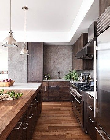 All Brown L Shaped Kitchen Design