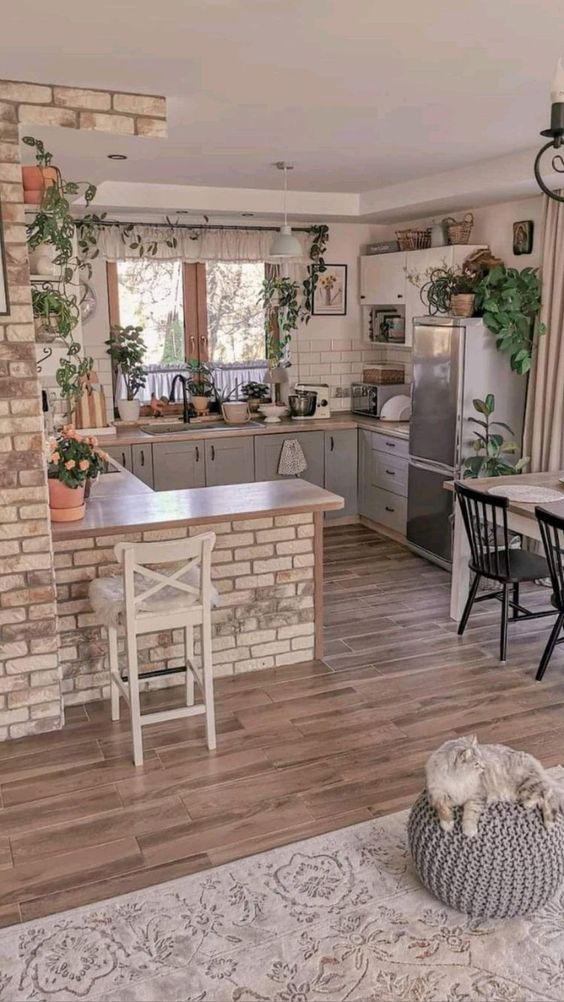 Faux Bricks Kitchen