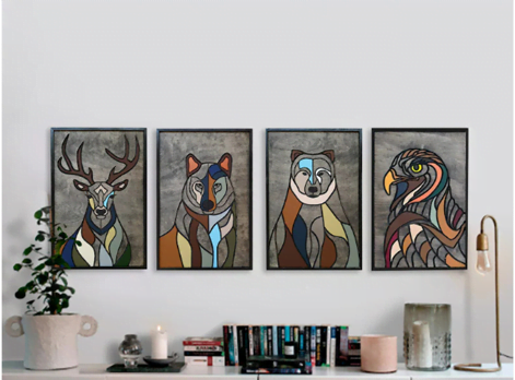 Wildlife Geometric Wood Wall Art