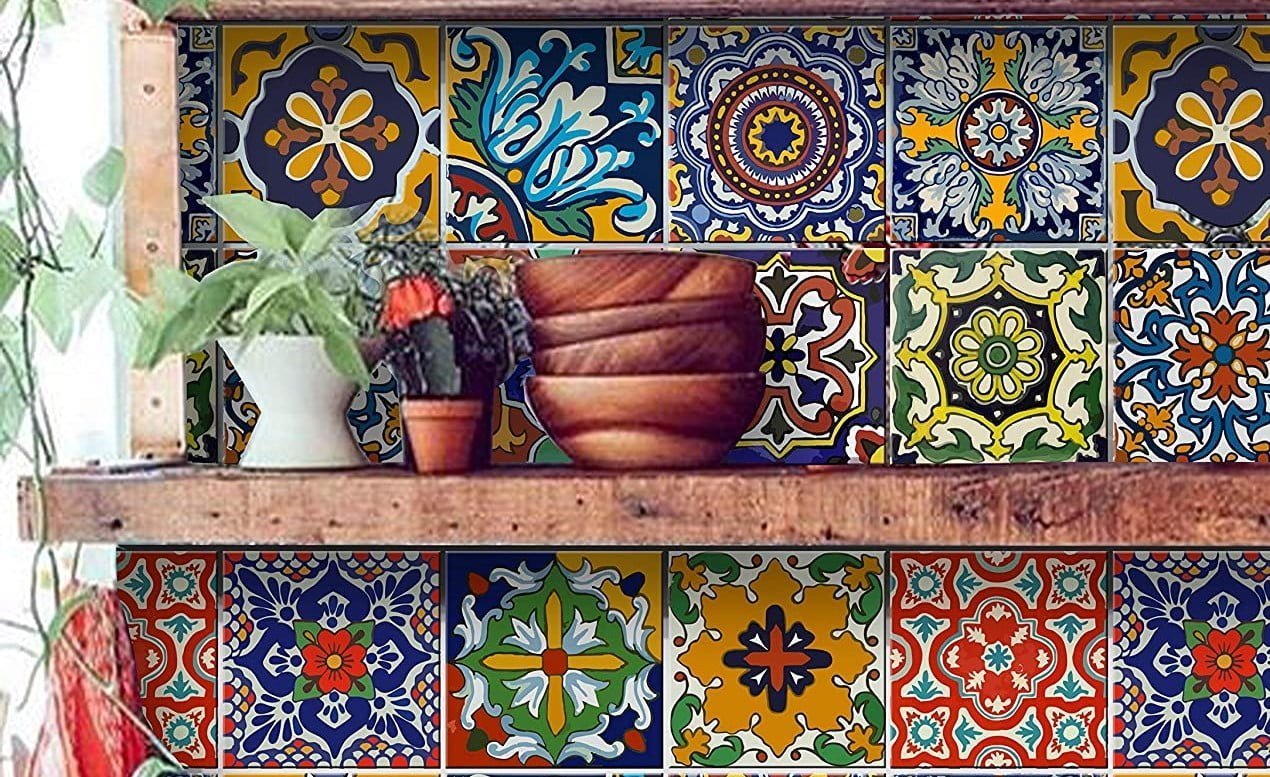 Bleucoin Mexican Talavera Peel and Stick Tile