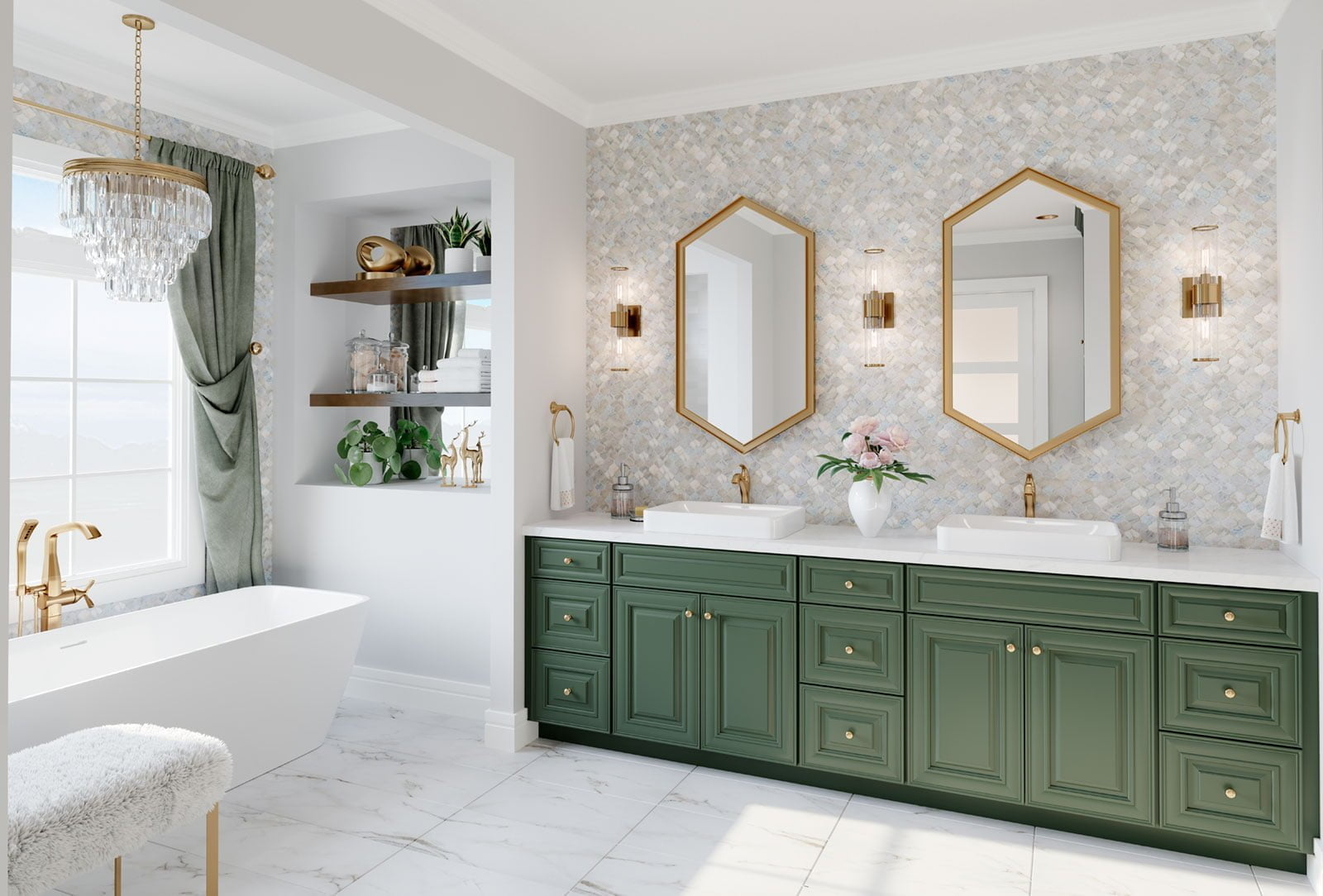 Green Bathroom Cabinets