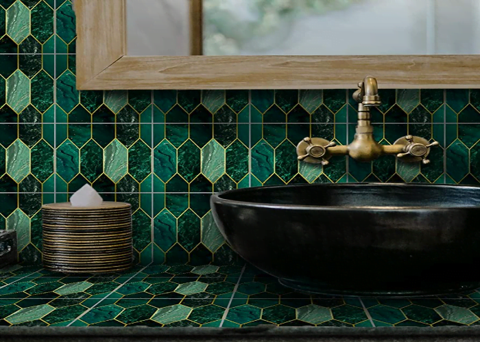 Peel and Stick Green Bathroom Tiles