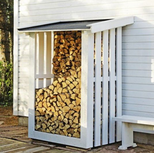 A Pretty-Looking Storage Rack that Makes the Log Holder a Wooden Canopy