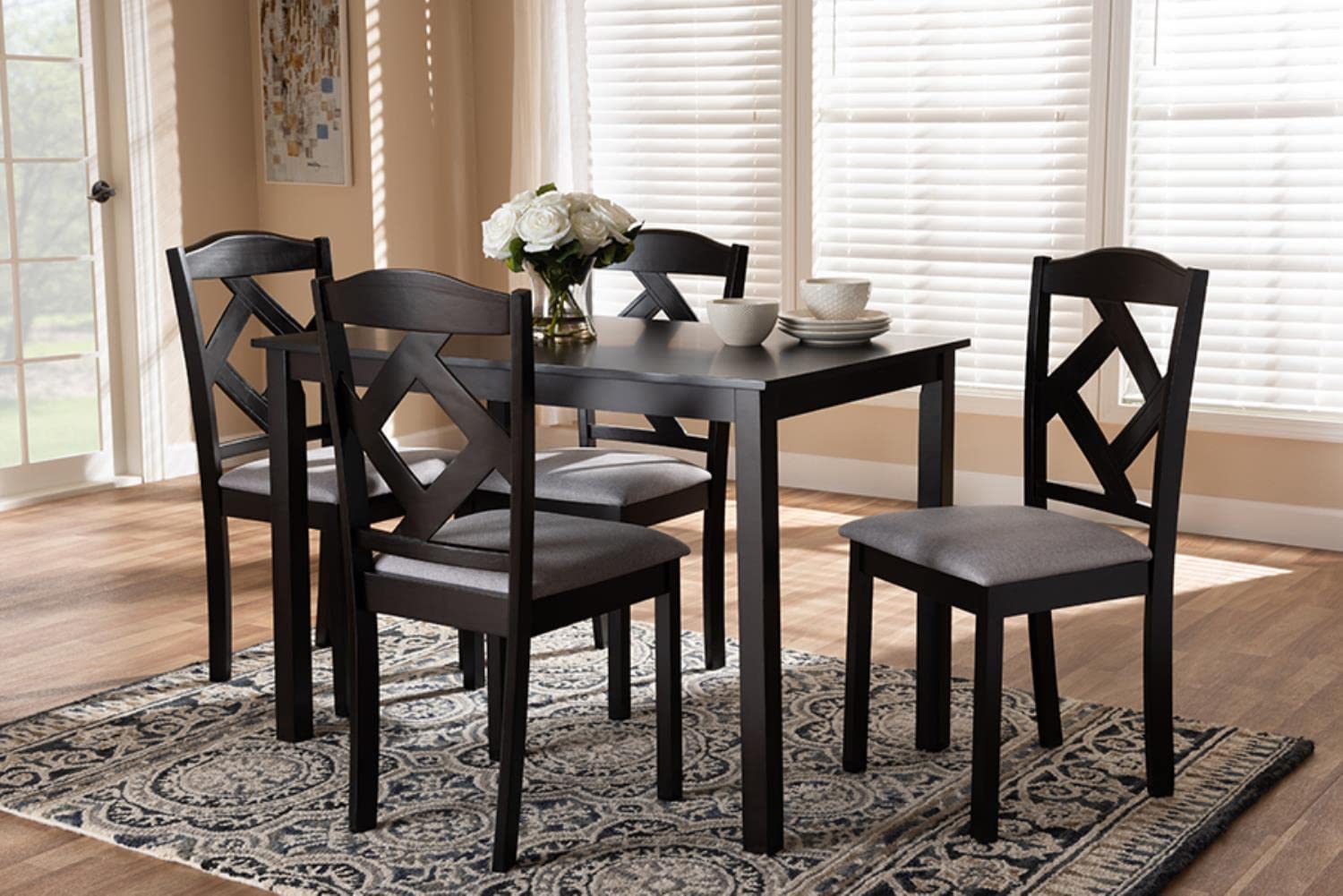 Baxton Studio 5-Piece Dining Set with Bench