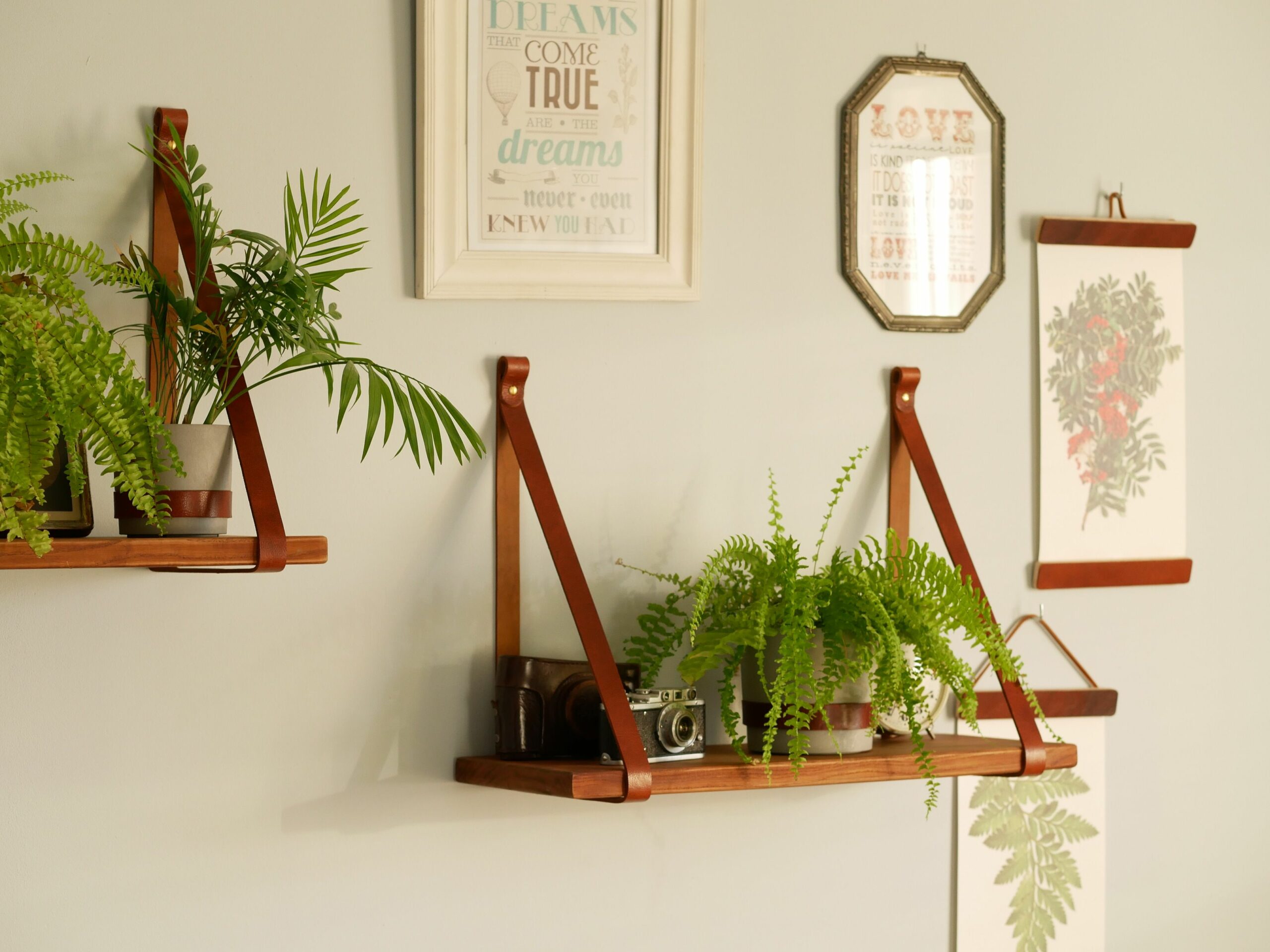 Hanging Shelf with Leather Strap