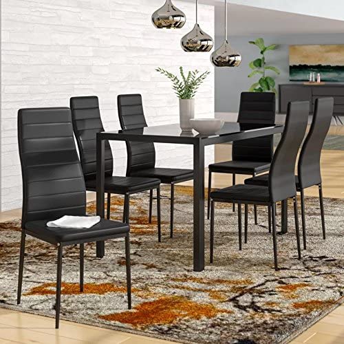 IDS Home 7-Piece Wood Dining Table Set with Benches