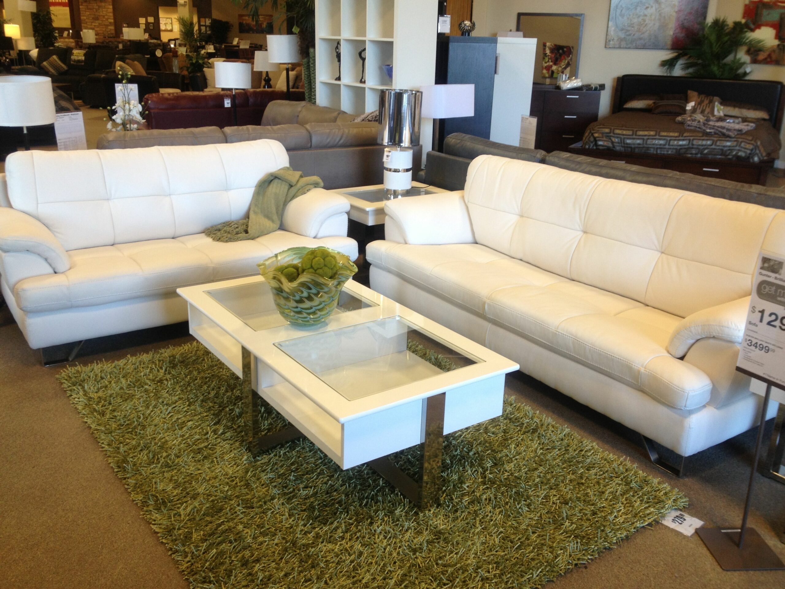 Leather Sectional White Sofa