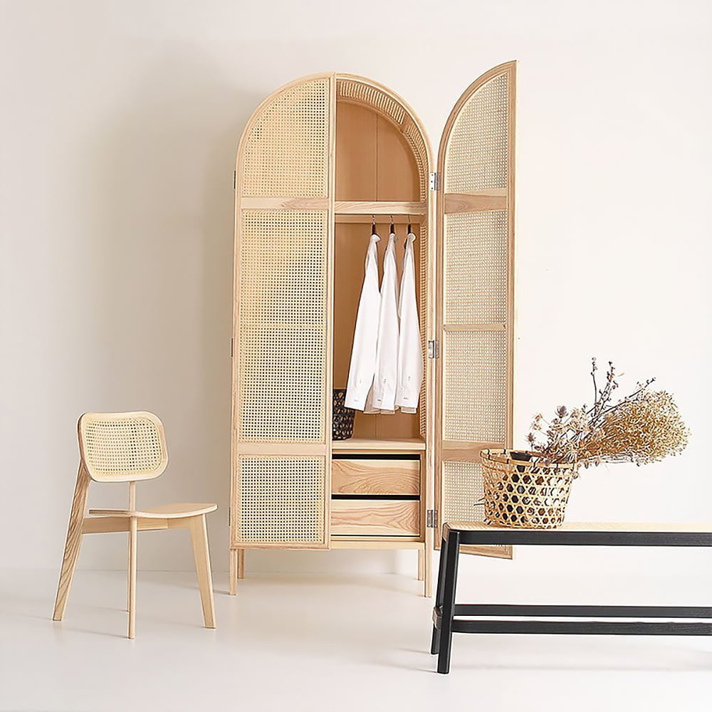 Natural Woven Arched Wardrobe:Cabinet
