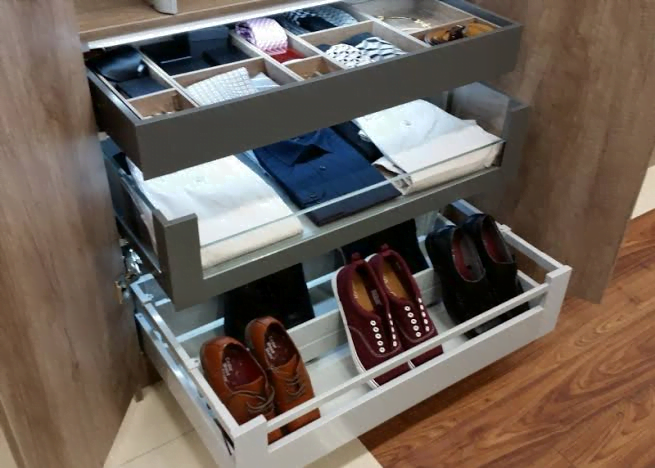 Slide-Out Shelves for Clothes and Shoes