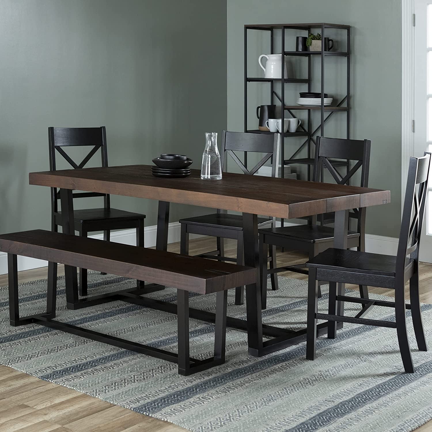 Walker Edison Furniture Company 6-Piece Dining Set with Bench