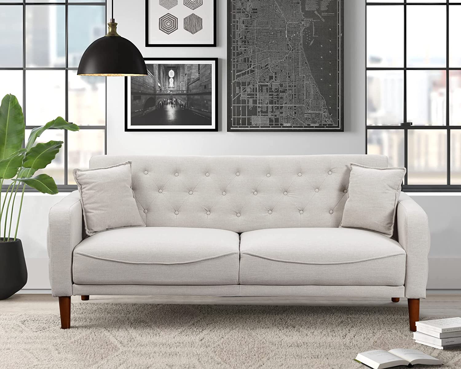 Wooden Set of White Sofa