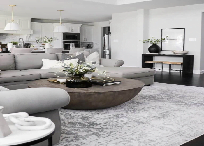  A Grayish-Brown Coffee Table that Suits a Black and White Room