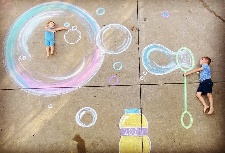 Bubbles Chalk Drawing