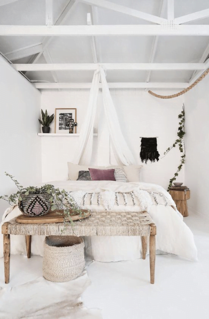 Create Boho Vibe Using Dover White by Sherwin Williams