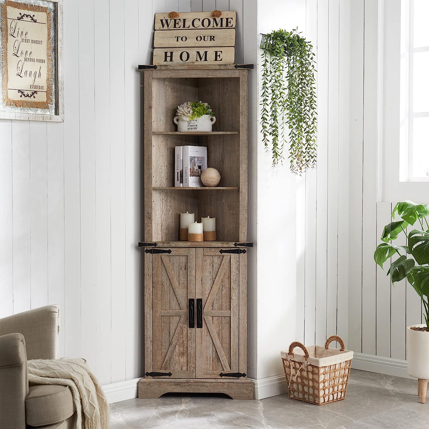 Farmhouse Storage Cabinet with Barn Door