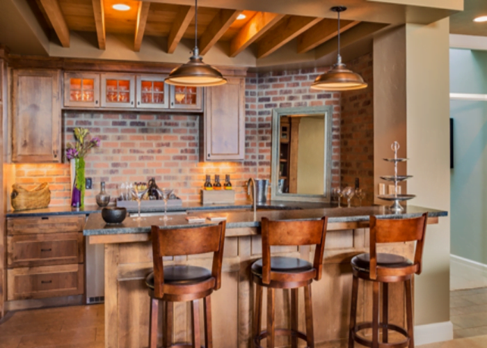 Farmhouse Style Basement Bar