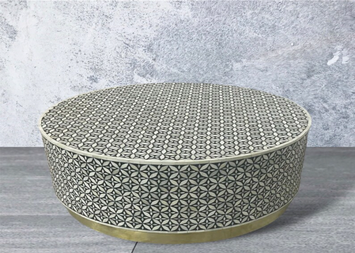 Geometric Design Drum Coffee Table