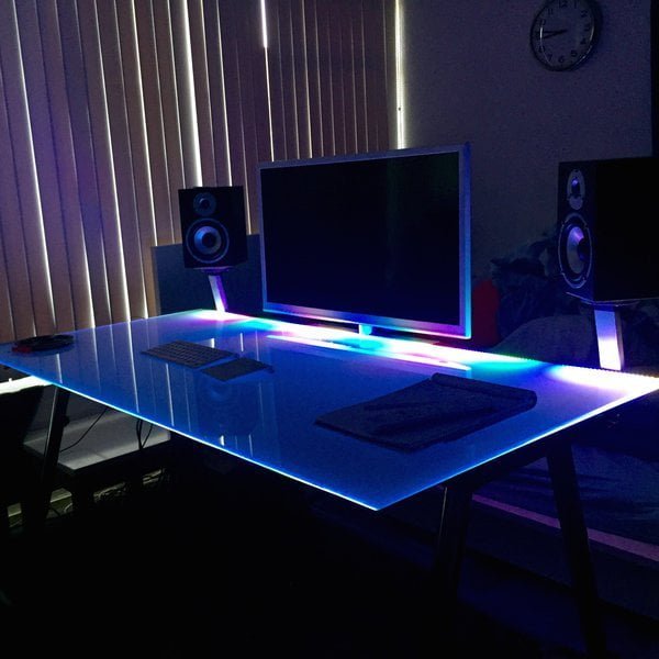Glass-Top with Led Lighting DIY Desk