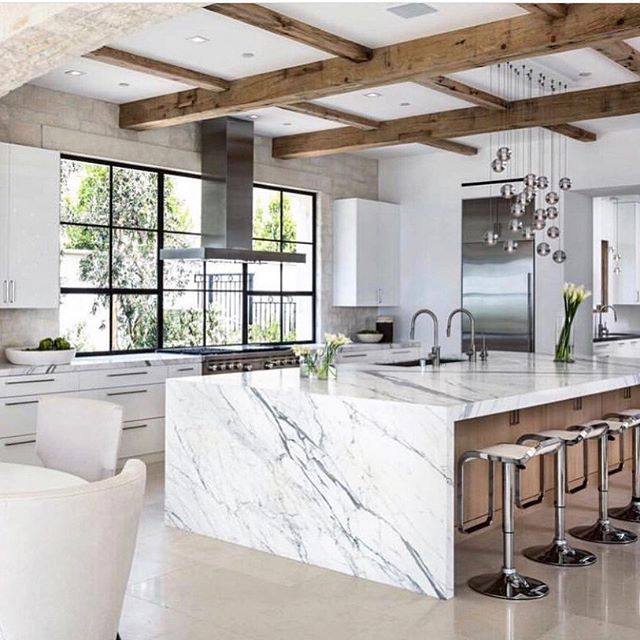 Lightwood Waterfall and Marble Countertop