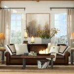 Modern Brown Leather Couch Living Room Idea