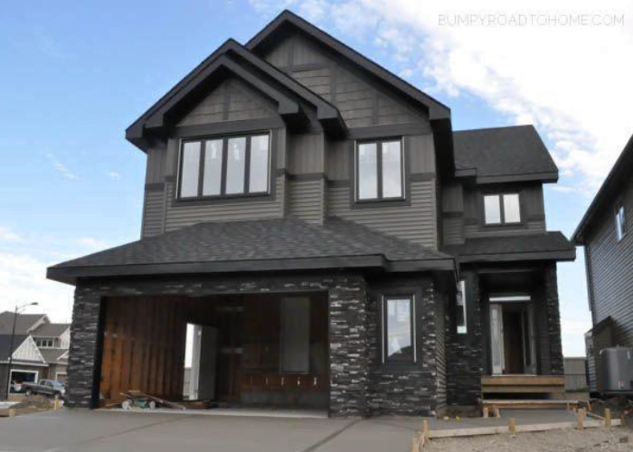 Modern Grey House Exterior Color Scheme Paired with Black