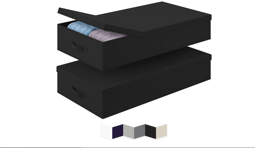Neaterize Under Bed Storage Bins with Lids (Large-Black)