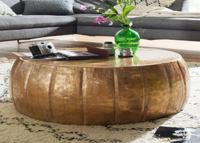 Round Leather Coffee Table