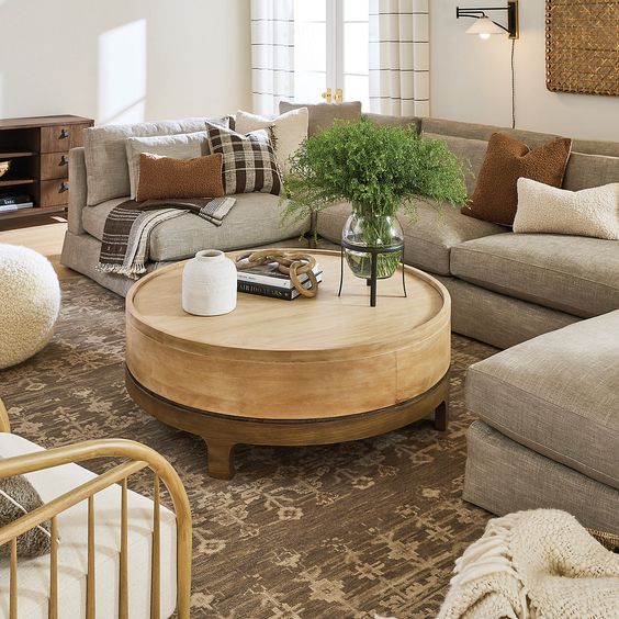 Rounded Wooden drum Coffee table