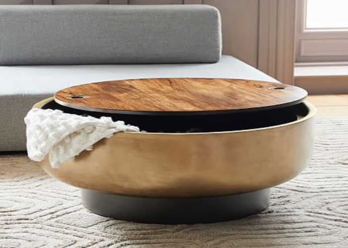 Storage-Style Coffee Drum Table