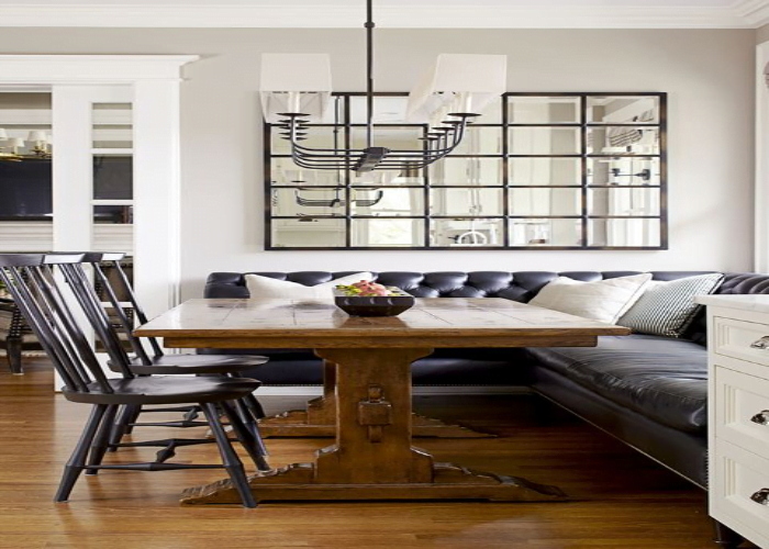 Tufted Leather Corner Breakfast Nook Bench