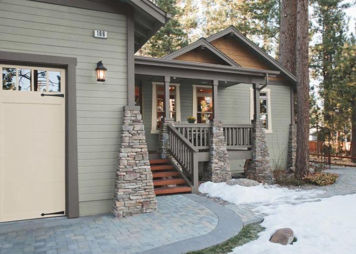 Wood-Grey Combination for Modern Grey House Exterior Color Scheme