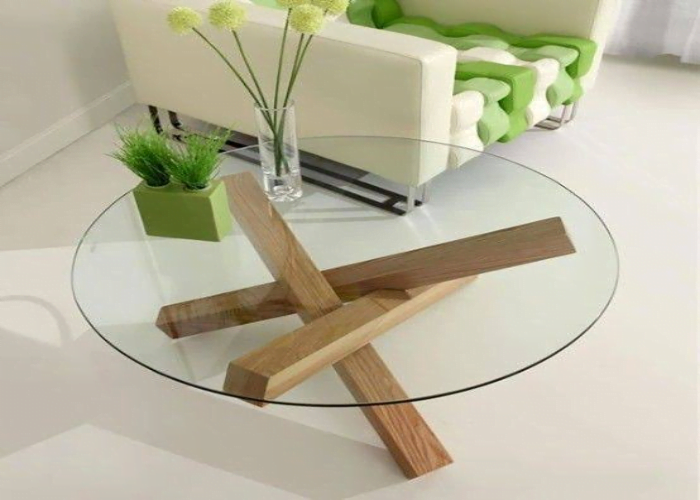 Wood and Glass Coffee Table