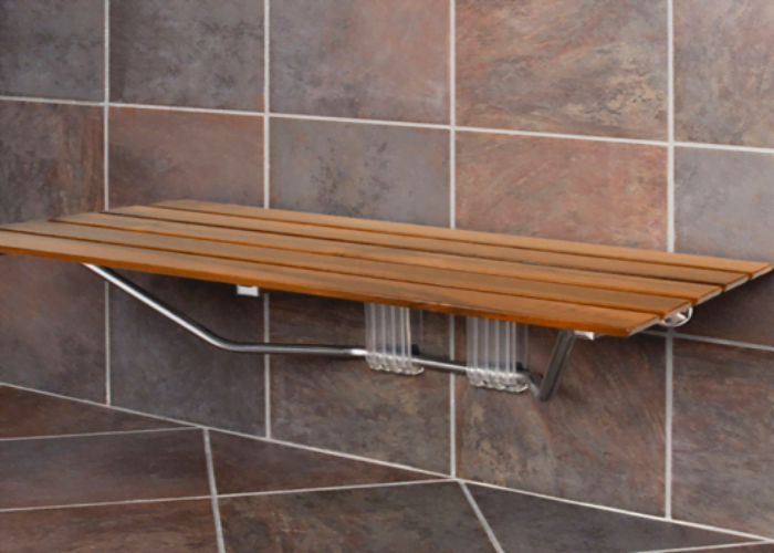 Wooden Wall-Mounted Shower Bench